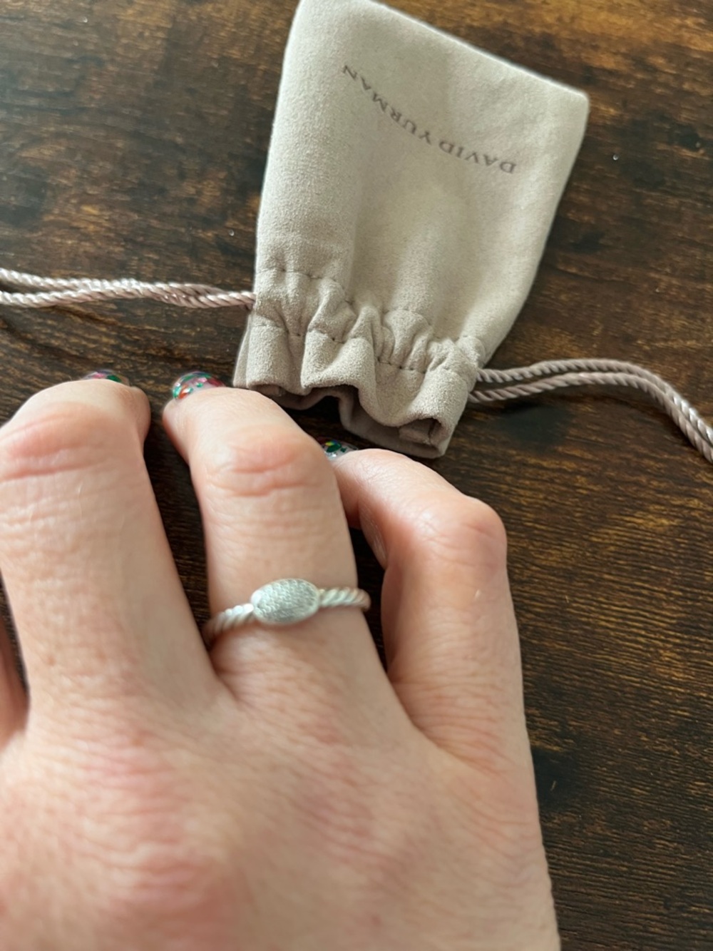 David Yurman Sterling Cable Petite Pavé Ring - Silver - Picture 4 of 4